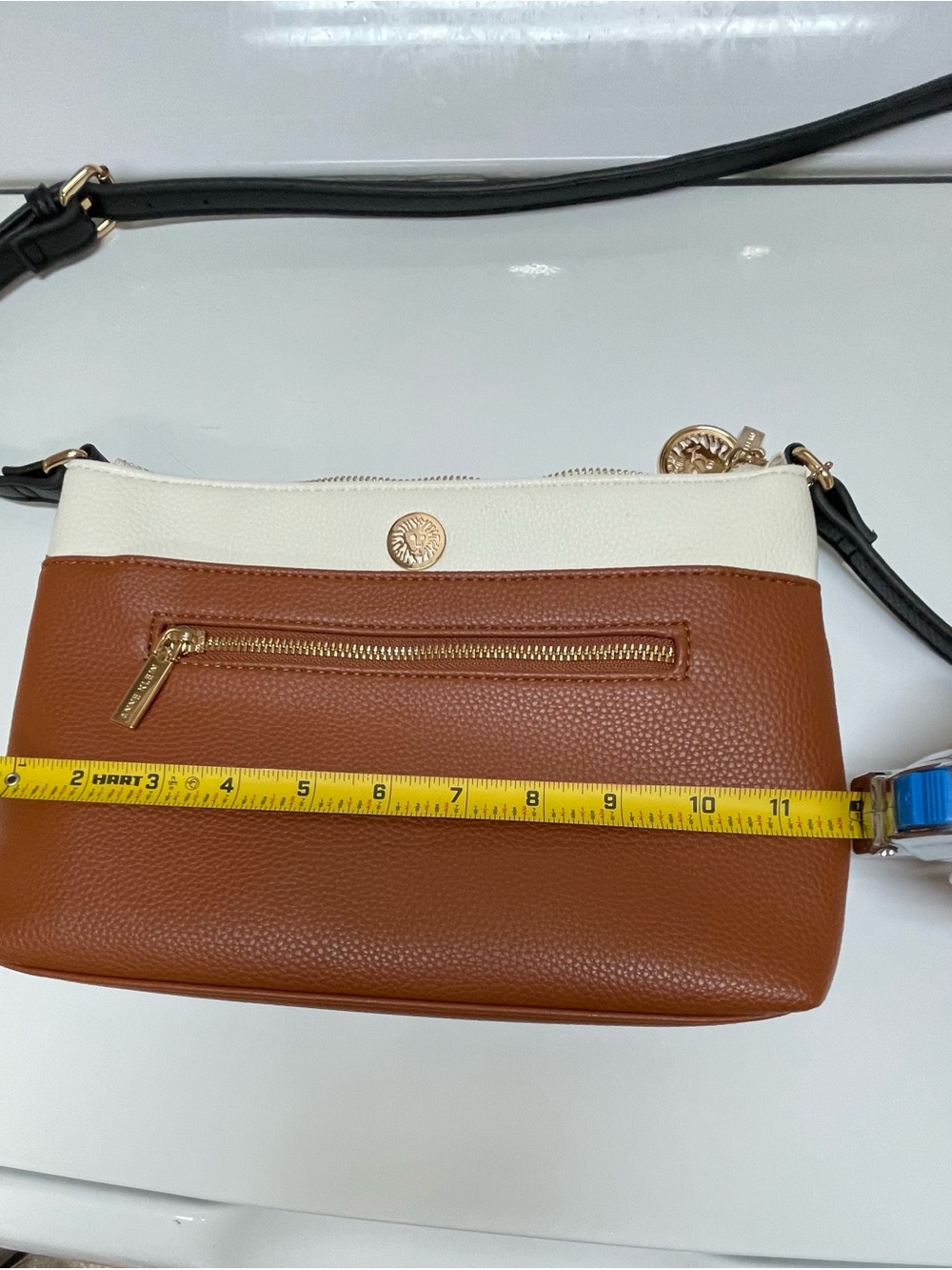 Anne Klein White and Orange Crossbody with Gold Accents - Picture 8 of 10